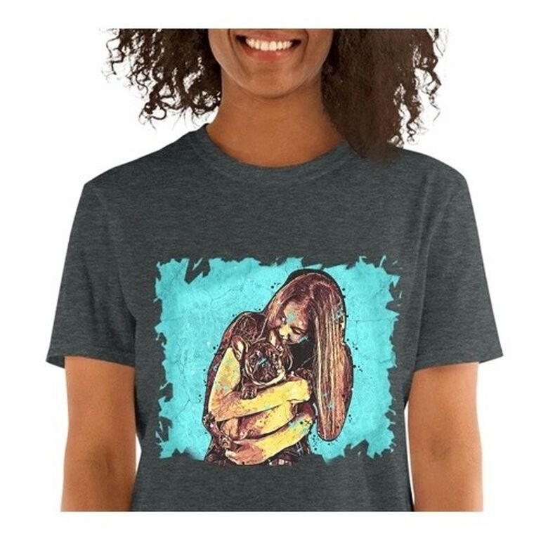 Mascochula camiseta mujer personalizada graffiti con tu mascota gris oscuro thumbnail