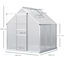 Outsunny Invernadero Policarbonato Aluminio de Jardín 190x190x200 cm 3,6m² Caseta de Exterior con Base Puerta Corredera y 2 Tragaluces para Cultivo Plantas Semillas Transparente, , large indicador imagen numero 3