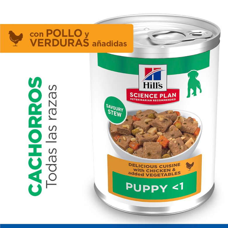 12 latas x 363 g Hill's Science Plan Puppy Estofado con pollo y verduras lata para perros ¡Pack Ahorro!