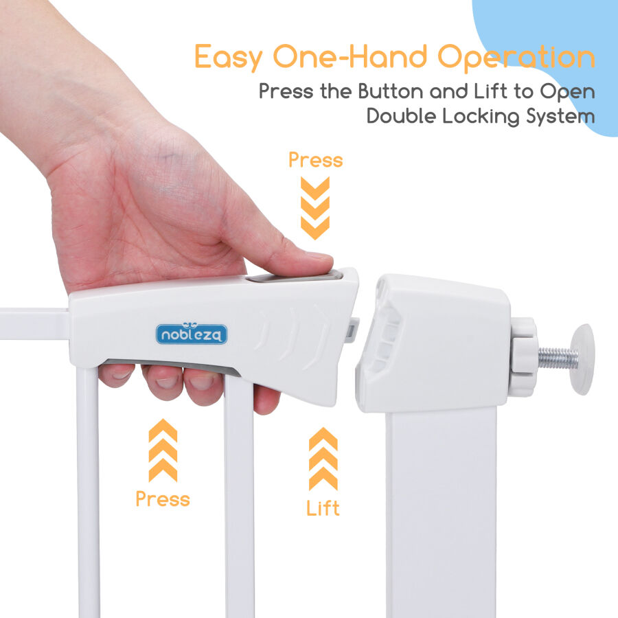 Nobleza - Barrera de Seguridad para Ni&ntilde;os con Sistema de Cierre Autom&aacute;tico, Sin Necesidad de Taladrar, Barrera de presi&oacute;n para beb&eacute;s y Perros para escaleras y Puertas, Apertura de 75-82 cm, Blanco, , large Imagen numero 5