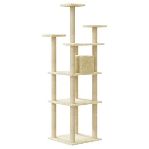 Vidaxl rascador &aacute;rbol con casa crema para gatos, , large Imagen numero 5