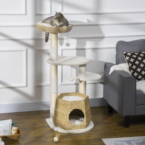 PawHut &aacute;rbol rascador de sisal madera natural para gatos, , large Imagen numero 2