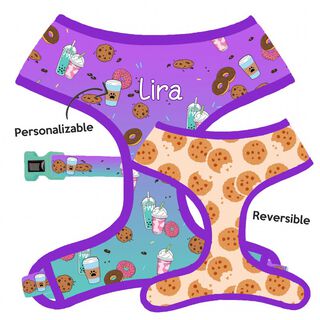 CaponeTheDog Arnés reversible Biscuits multicolor para perros
