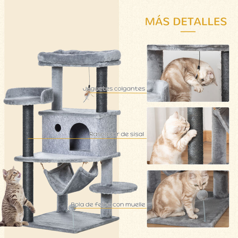 PawHut Árbol Rascador Con Cueva de Fieltro para gatos thumbnail
