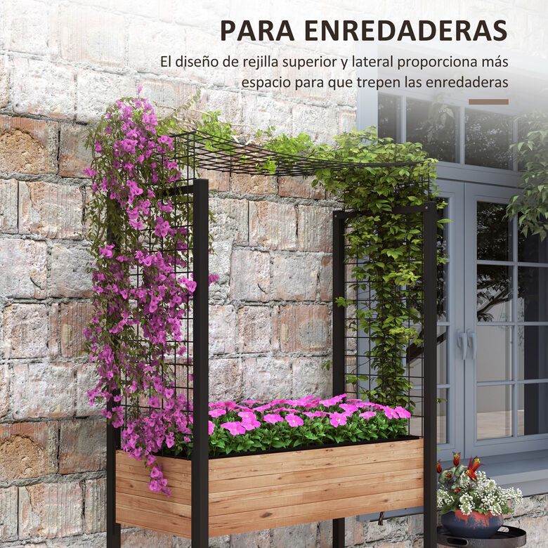Outsunny Mesa De Cultivo Con Ruedas Marrón thumbnail