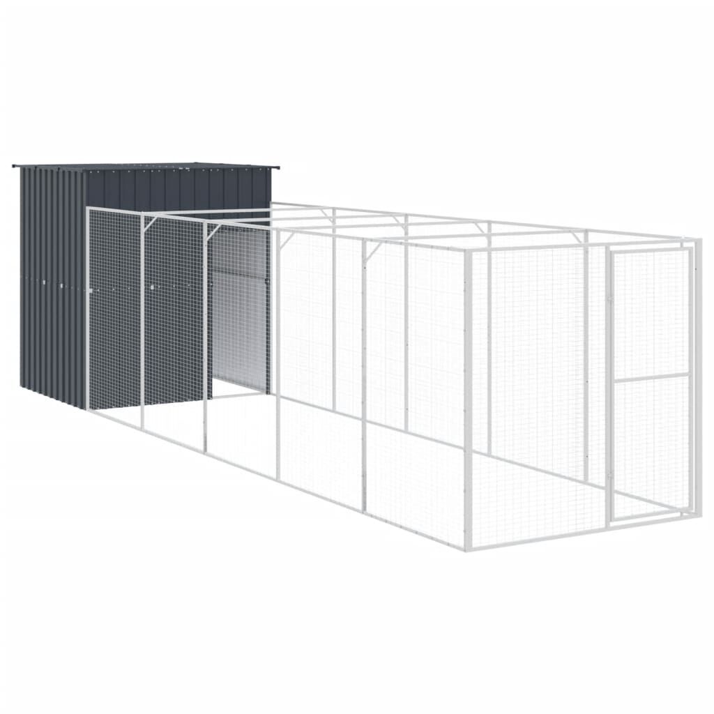 vidaXL Caseta de perros con corral acero galvanizado 165x455x181 cm, , large Imagen numero 13