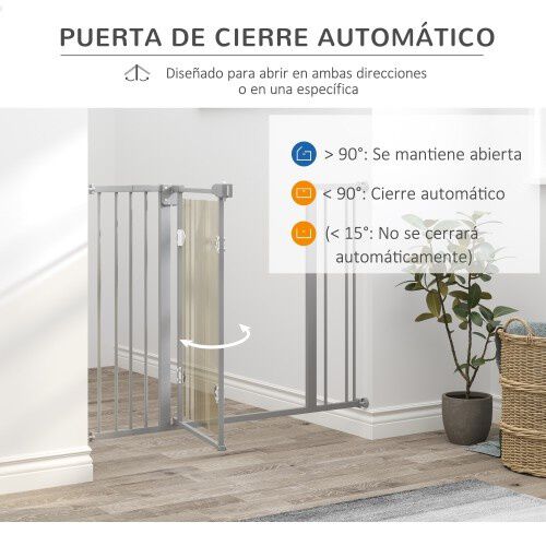 PawHut barrera de seguridad extensible para escaleras gris para perros, , large Imagen numero 5
