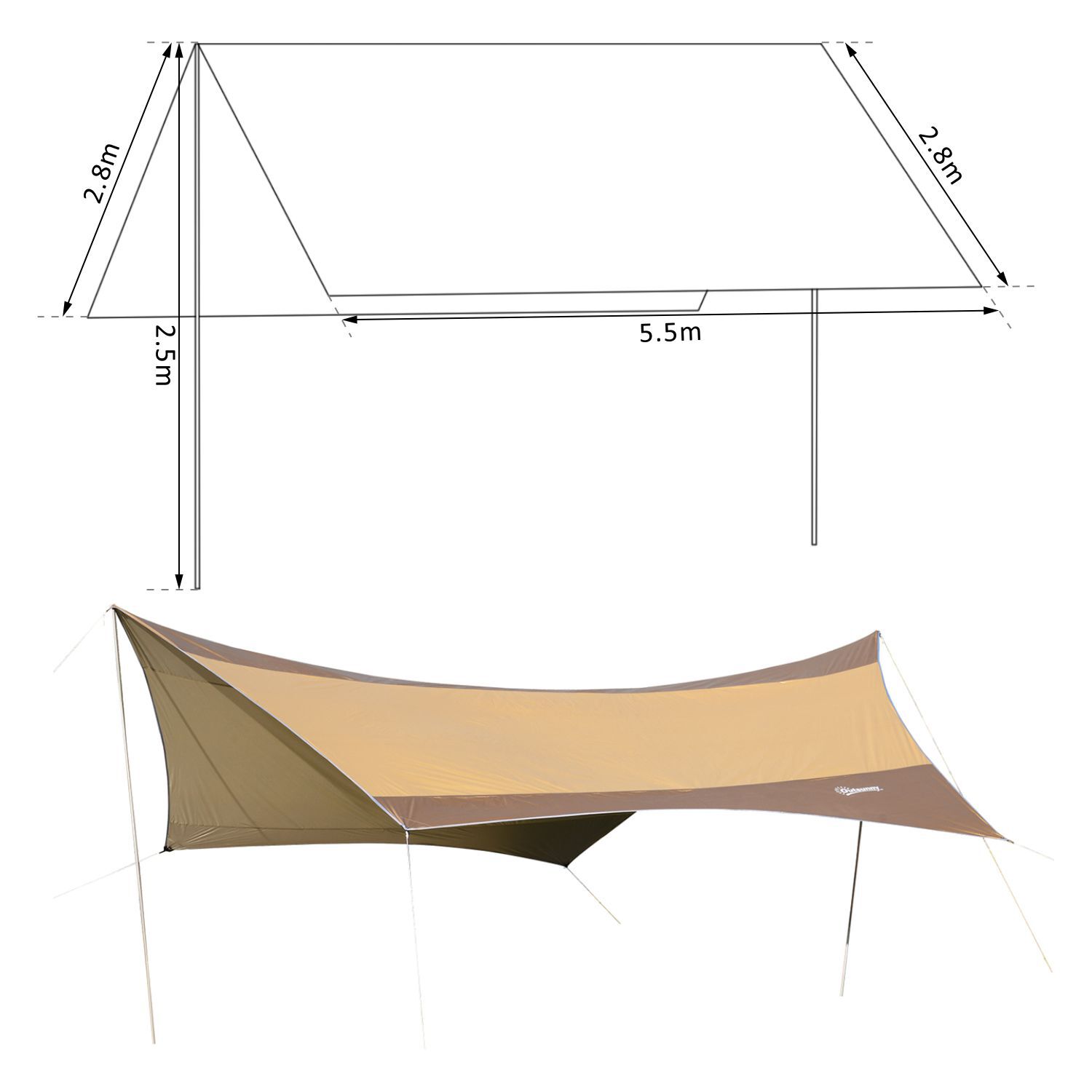 Outsunny Toldo de Refugio Impermeable Port&aacute;til Carpa Tienda de Campa&ntilde;a Grande para Camping Playa Pesca Picnic Protecci&oacute;n Solar, , large Imagen numero 3