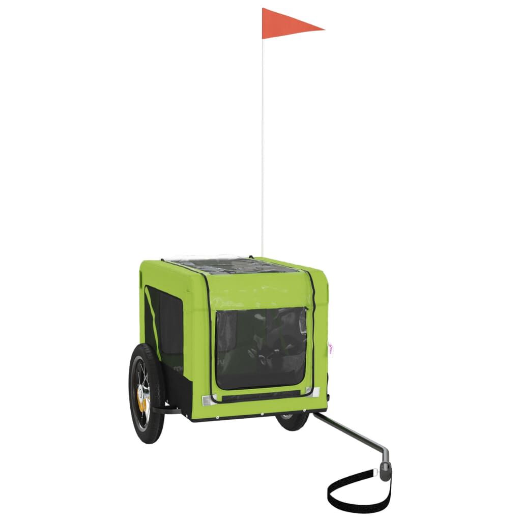 vidaXL Remolque bicicleta para perros hierro tela Oxford verde negro, , large Imagen numero 3