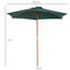Outsunny Sombrilla de Jardín Ø250x230 cm Parasol de Terraza con 6 Varillas Poste Desmontable Anti-UV Impermeable y Marco de Madera para Playa Patio Verde, , large indicador imagen numero 3