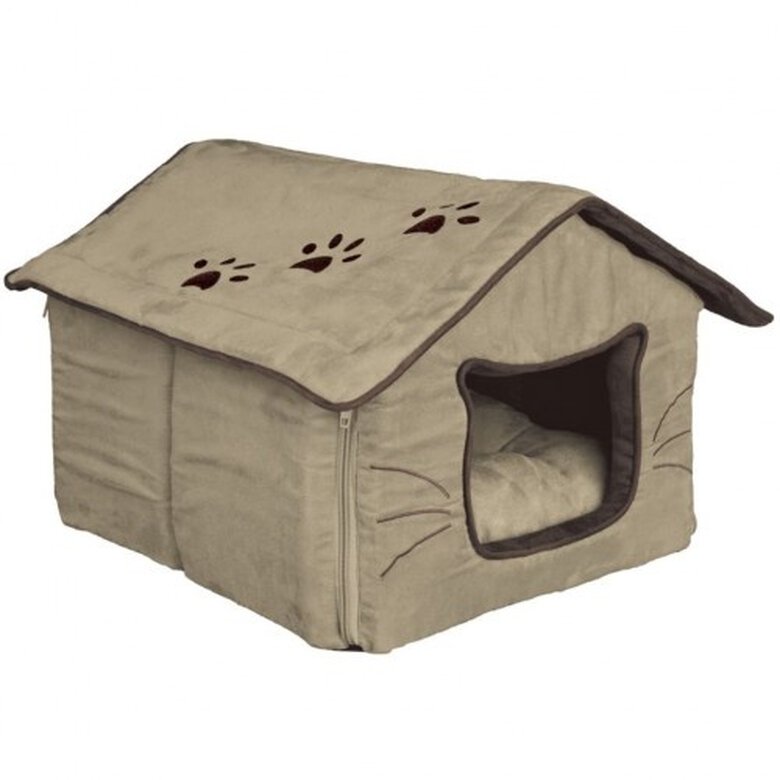 Cama con forma de caseta con tejado para mascotas color Beige, , large image number null