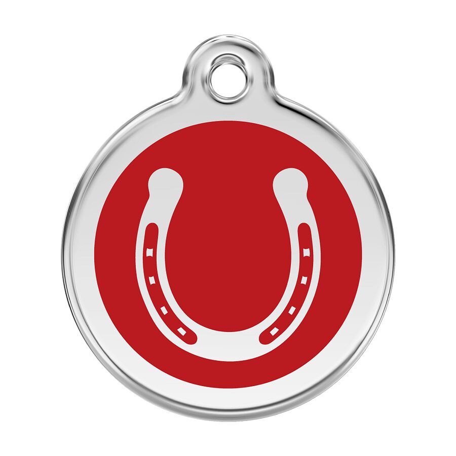 Placa identificativa Acero Inoxidable Esmalte Herradura Rojo para perros, , large Imagen numero 1