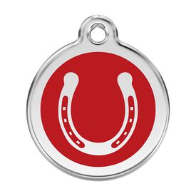 Red Dingo Placa identificativa Acero Inoxidable Esmalte Herradura Rojo para perros