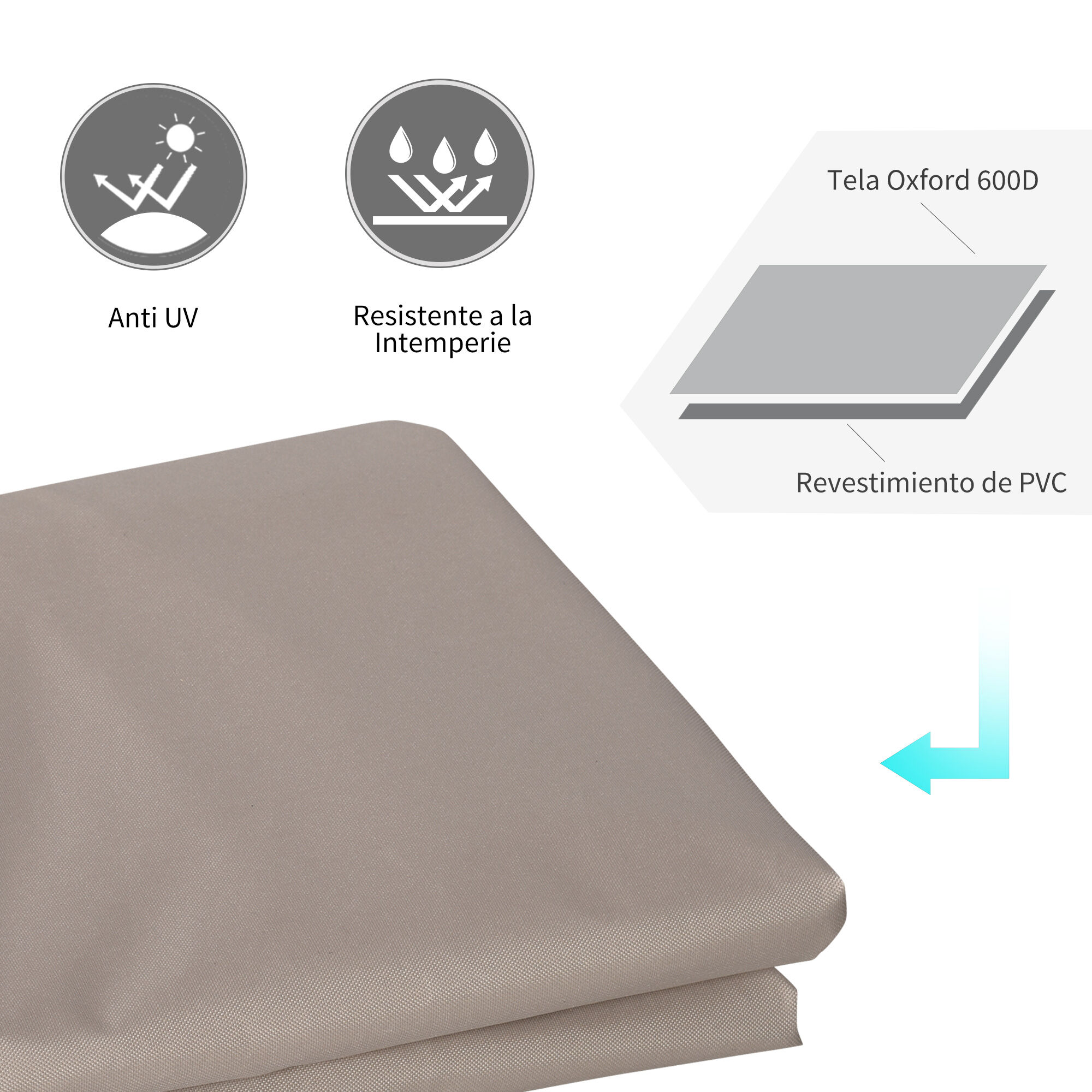 Outsunny Funda para Muebles de Jard&iacute;n 600D Oxford Protecci&oacute; contra el Polvo los Rayos UV Cubierta para Mobiliario Exterior 127x72x76 cm para Mesas Sillas Sof&aacute;s Marr&oacute;n, , large Imagen numero 5