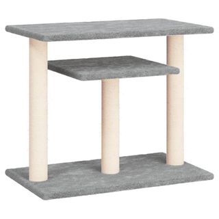 VidaXL Rascador con postes de sisal y dos plataformas gris claro para gatos