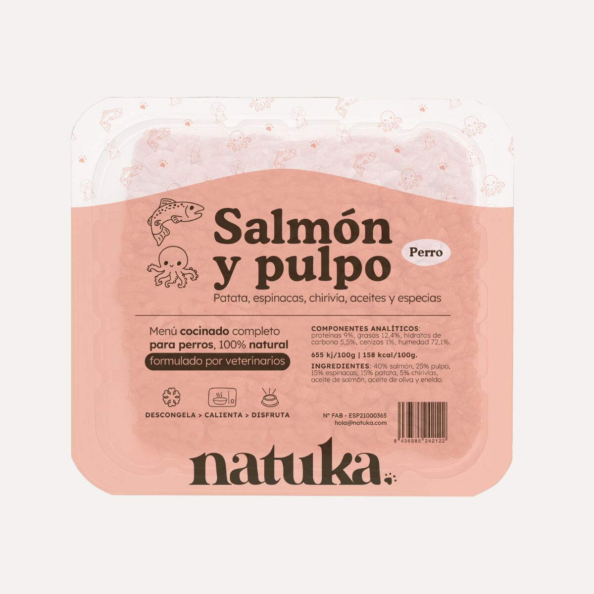 Comida para perros. Men&uacute; cocinado de salm&oacute;n y pulpo, , large Imagen numero 1