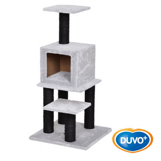 Duvo Angele poste rascador con cueva gris y negro para gatos