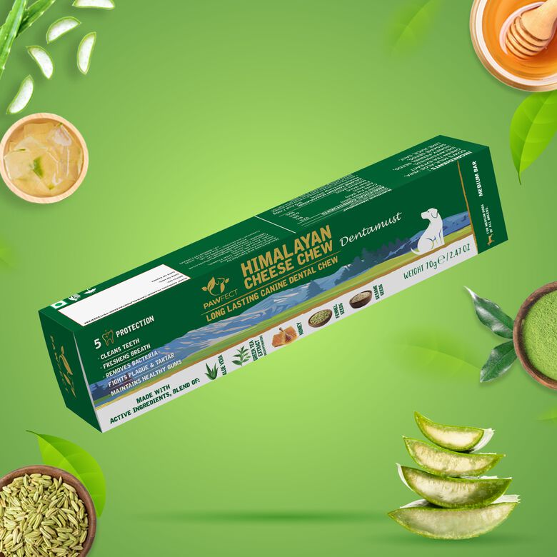 Pawfect Masticable de queso del Himalaya - Dentamust con infusión de aloe vera thumbnail