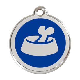 Red Dingo Placa identificativa Acero Inoxidable Esmalte Hueso en Cuenco Azul para perros