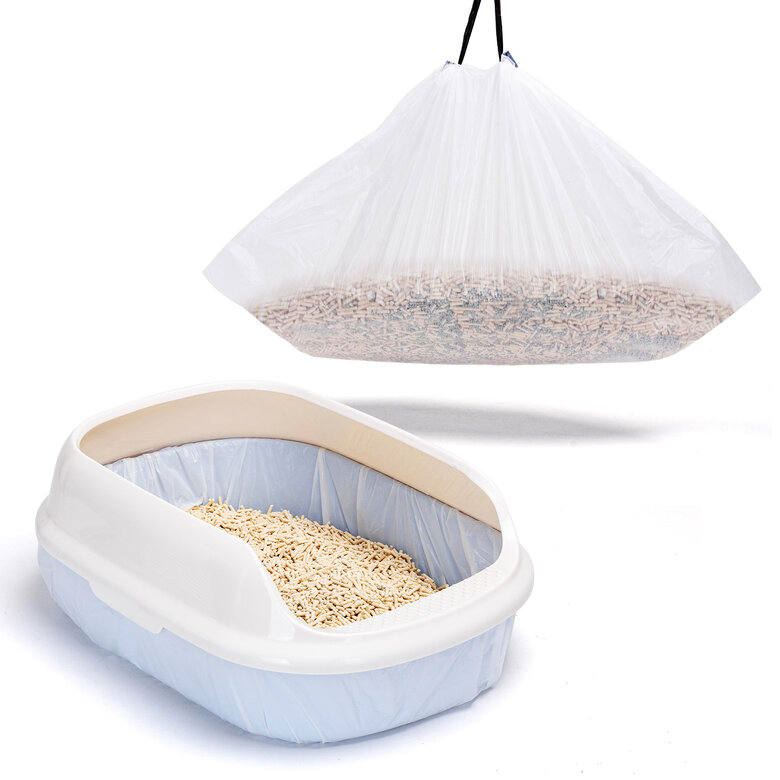 Nobleza 20 Bolsas Sanitarias, Bolsas Arenero Para Gatos, Forro Para Bandeja de Arena con Cordón.