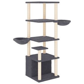 vidaXL Rascador Postes de sisal Gris Oscuro 147 cm para gatos