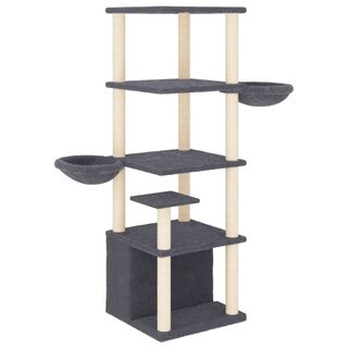 vidaXL Rascador Postes de sisal Gris Oscuro 147 cm para gatos