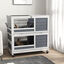 PawHut Conejera de Madera con Ruedas 90x53x97 cm Jaula para Conejos de 2 Niveles con Techo Abatible Bandeja Extraíble Comedero y Rampa Gris y Blanco, , large indicador imagen numero 2