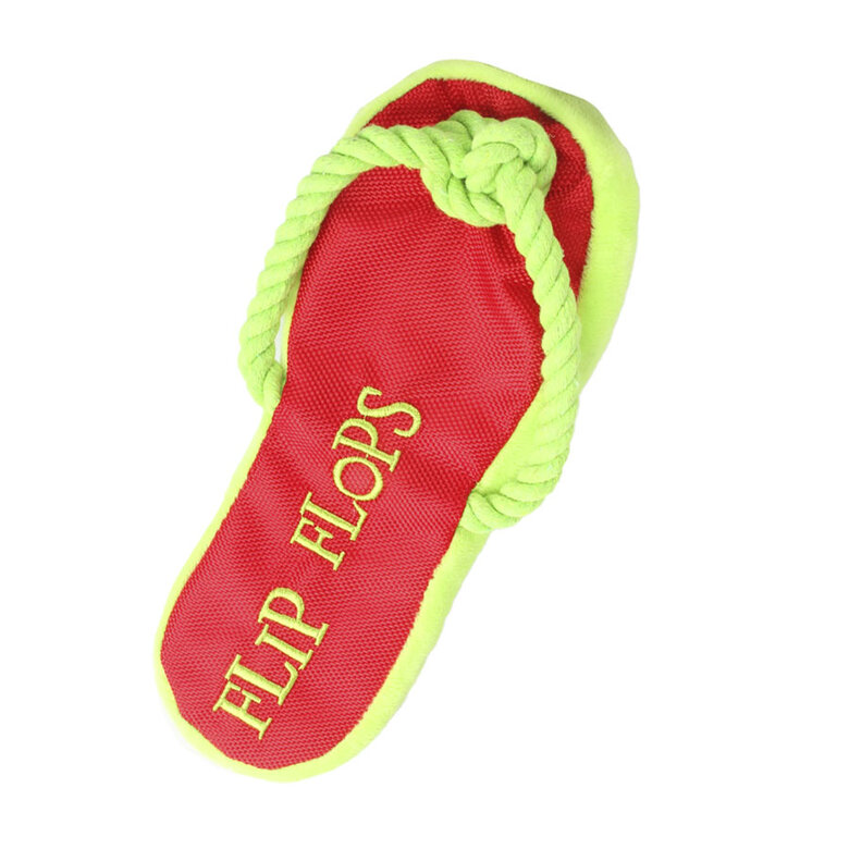 Summer Vibes Flip Flop Chancleta con Cuerda Verde y Rojo Juguete para perros, , large image number null