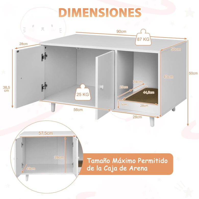COSTWAY 3 en 1 Casa para Gatos con Rascador Extraíble y Mesa de Centro Auxiliar Blanca para gatos thumbnail