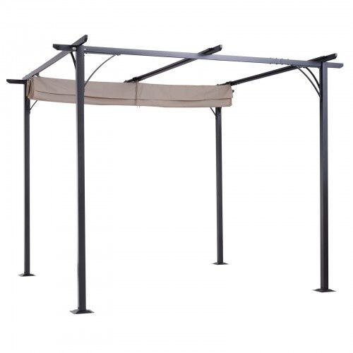 Cenador con techo retráctil para jardín color Beige y Negro thumbnail