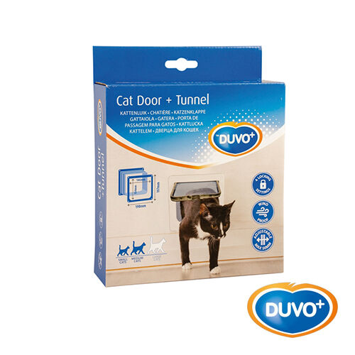 Duvo Puerta magnética 4 posiciones blanca para gatos