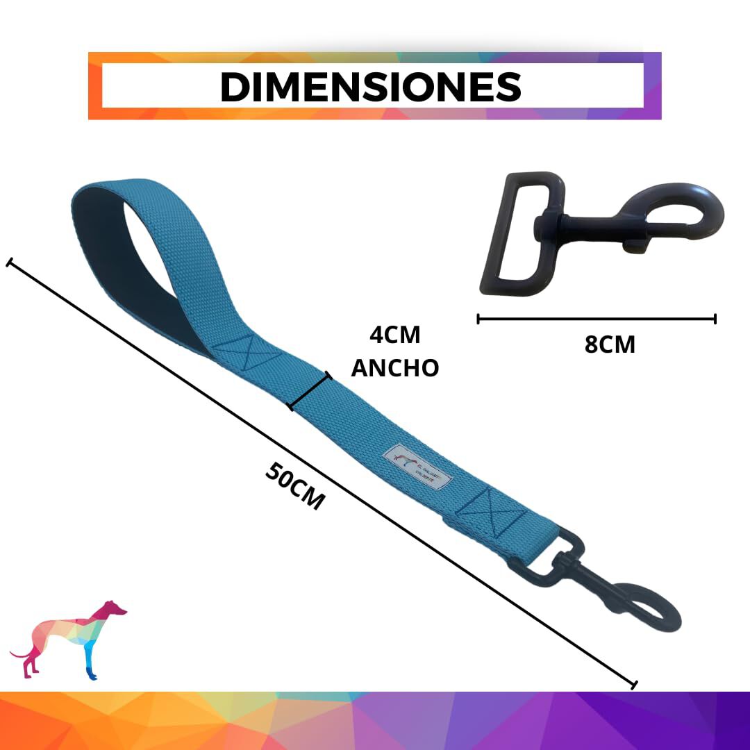 EGV - Correa corta perro 4cm ancho, asa neopreno y 50cm longitud. (Azul), , large Imagen numero 2