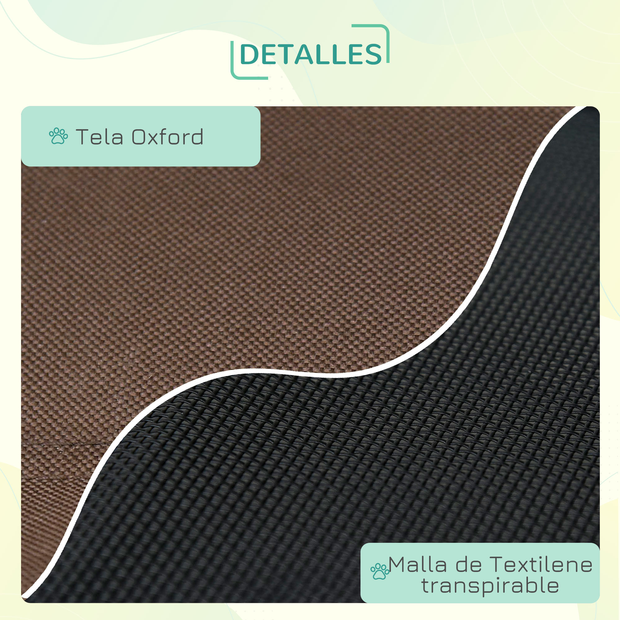 PawHut Cama Elevada para Mascotas Port&aacute;til con Toldo Extra&iacute;ble Tela Transpirable al Aire Libre para Interior y Exterior 76x61x73 cm Caf&eacute;, , large Imagen numero 4