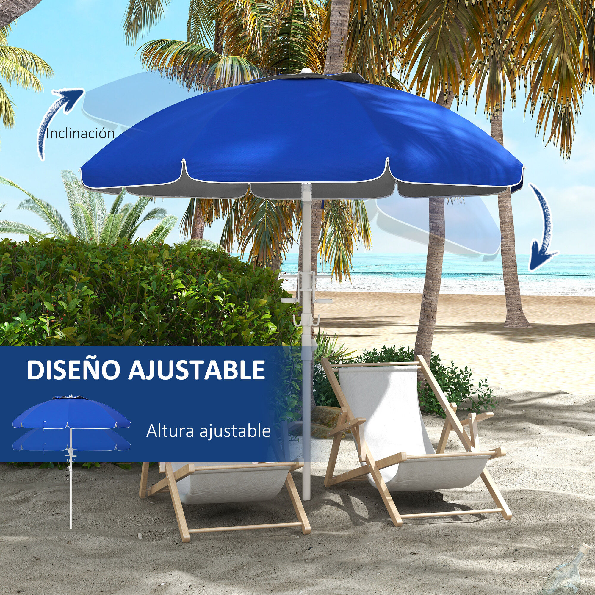 Outsunny Sombrilla de Playa Azul, , large Imagen numero 5