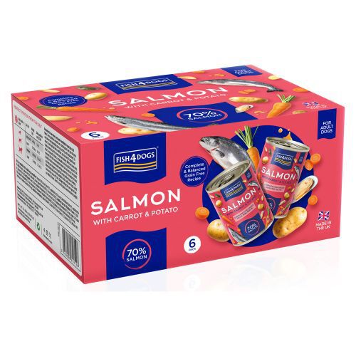 Fish4Dogs Comida h&uacute;meda para perro &ndash; Salm&oacute;n, zanahoria y patata 395 g (pack de 6), , large Imagen numero 1