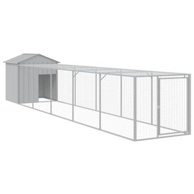 vidaXL Gallinero con corral acero galvanizado gris claro para gallina