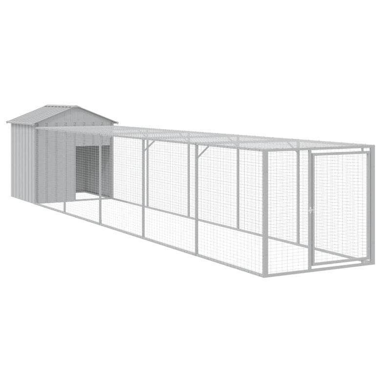 vidaXL Gallinero con corral acero galvanizado gris claro 117x201x123cm