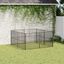 vidaXL Corralito para perros con 20 paneles acero galvanizado negro, , large indicador imagen numero 6