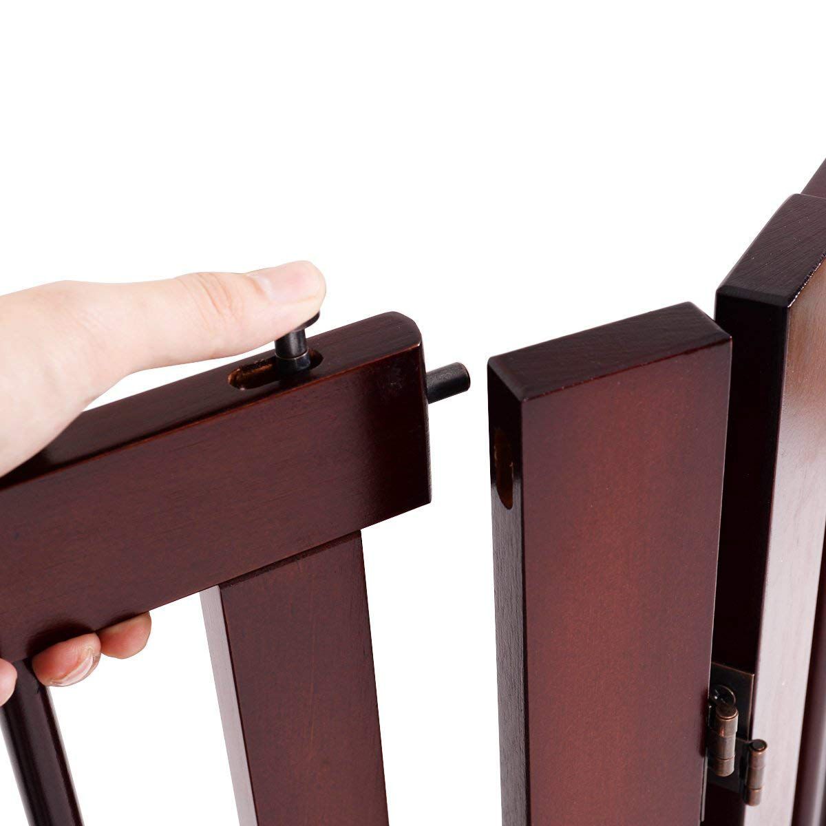 COSTWAY Barrera de Puerta de Seguridad para Perros Mascotas Puerta Escalera Protecci&oacute;n Plegable de Madera (206 x 61 x 1,8cm), , large Imagen numero 5