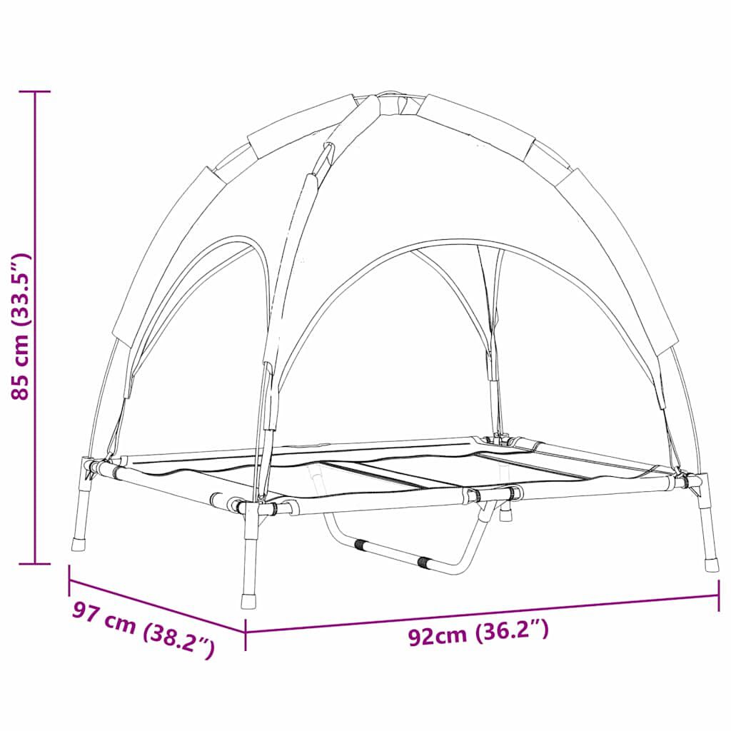 vidaXL Cama para Perros con Dosel Sof&aacute; Silla Tela Oxford y Acero Marr&oacute;n, , large Imagen numero 13