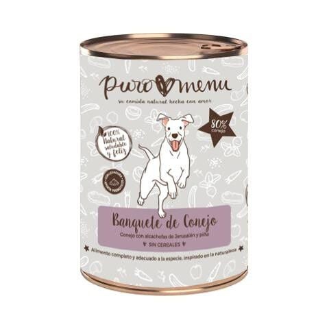 Pack de 12 latas de comida húmeda para perros Puromenu sabor conejo thumbnail