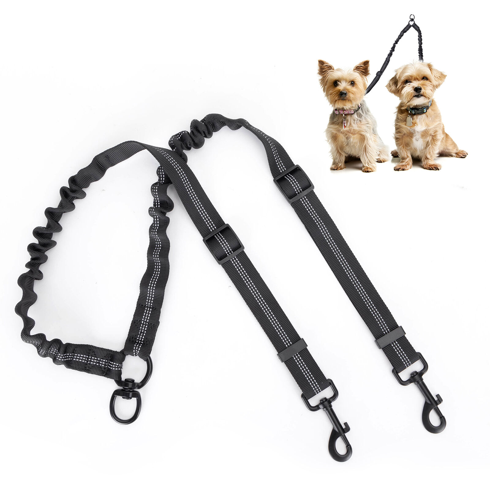 Nobleza Correa Doble para Perros, sin enredos Correa Doble, Rotaci&oacute;n 360&deg; Reflectante Longitud Ajustable Acoplador para Dos Perros, Divisor Fuerte de Doble Correa Para Entrenar y Caminar a 2 Perros, , large Imagen numero 1