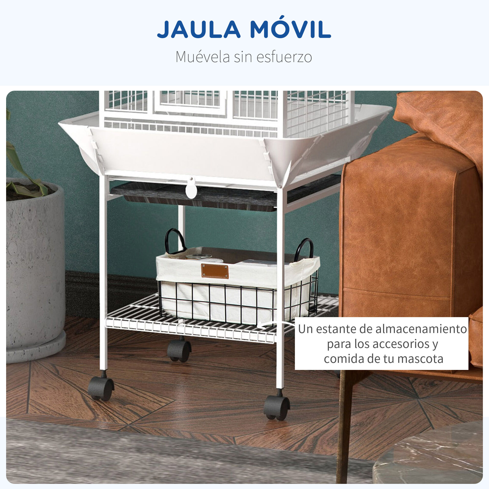 PawHut Jaula para Loros Blanco, , large Imagen numero 5