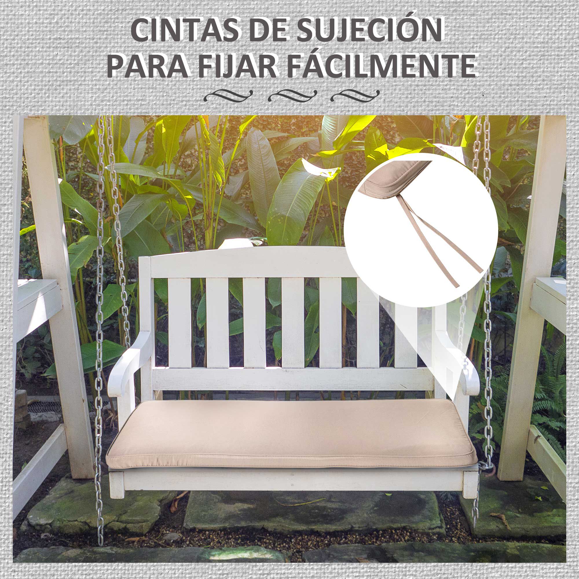 Outsunny Coj&iacute;n para Banco de Exterior 110x46x5 cm Desenfundable y Lavable Almohadilla Acolchado para Banco Doble de Jard&iacute;n Patio Terraza Beige Oscuro, , large Imagen numero 4