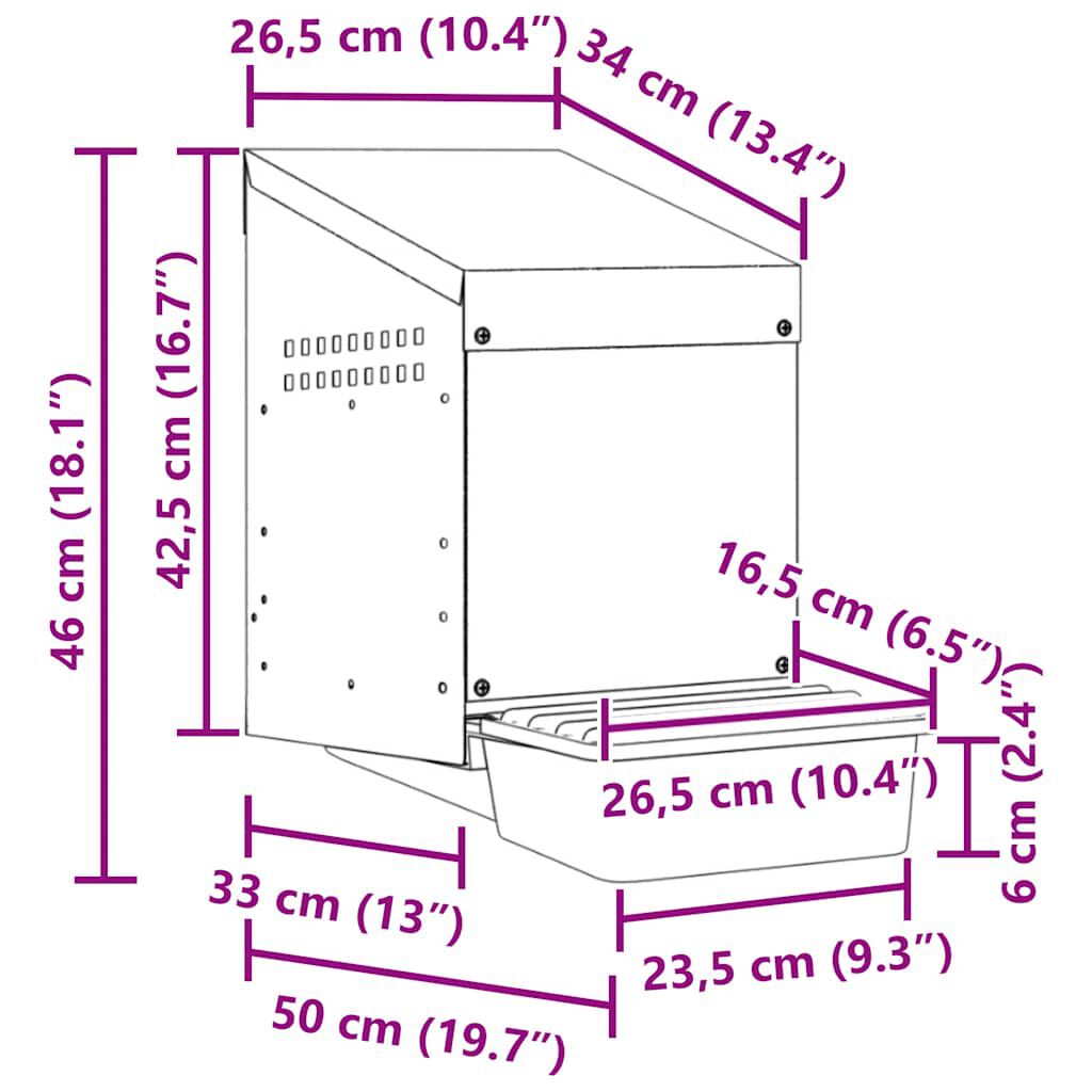 vidaXL Nido para gallinas de acero galvanizado para montar en la pared thumbnail