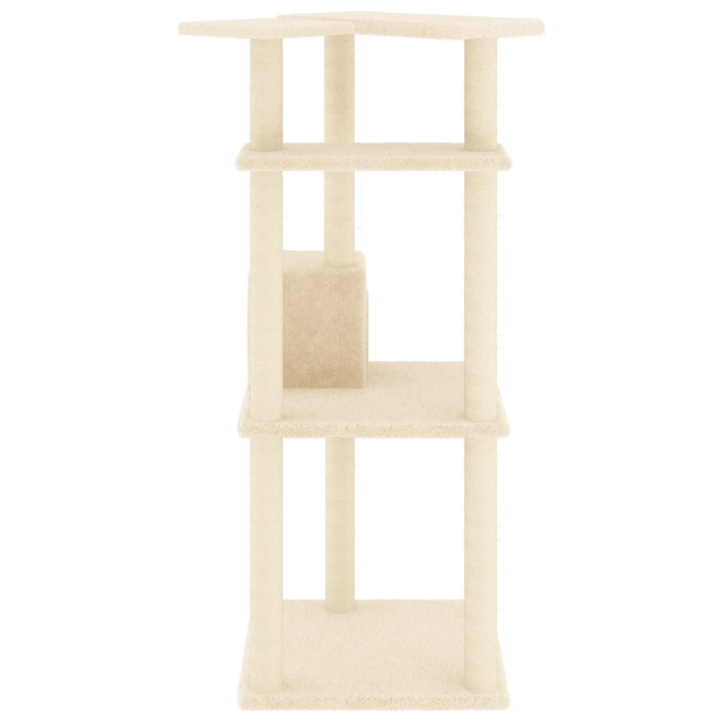vidaXL Rascador para gatos con postes de sisal color crema 123 cm, , large Imagen numero 3