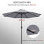 Outsunny Toldo de Sombrilla Gris, , large indicador imagen numero 5