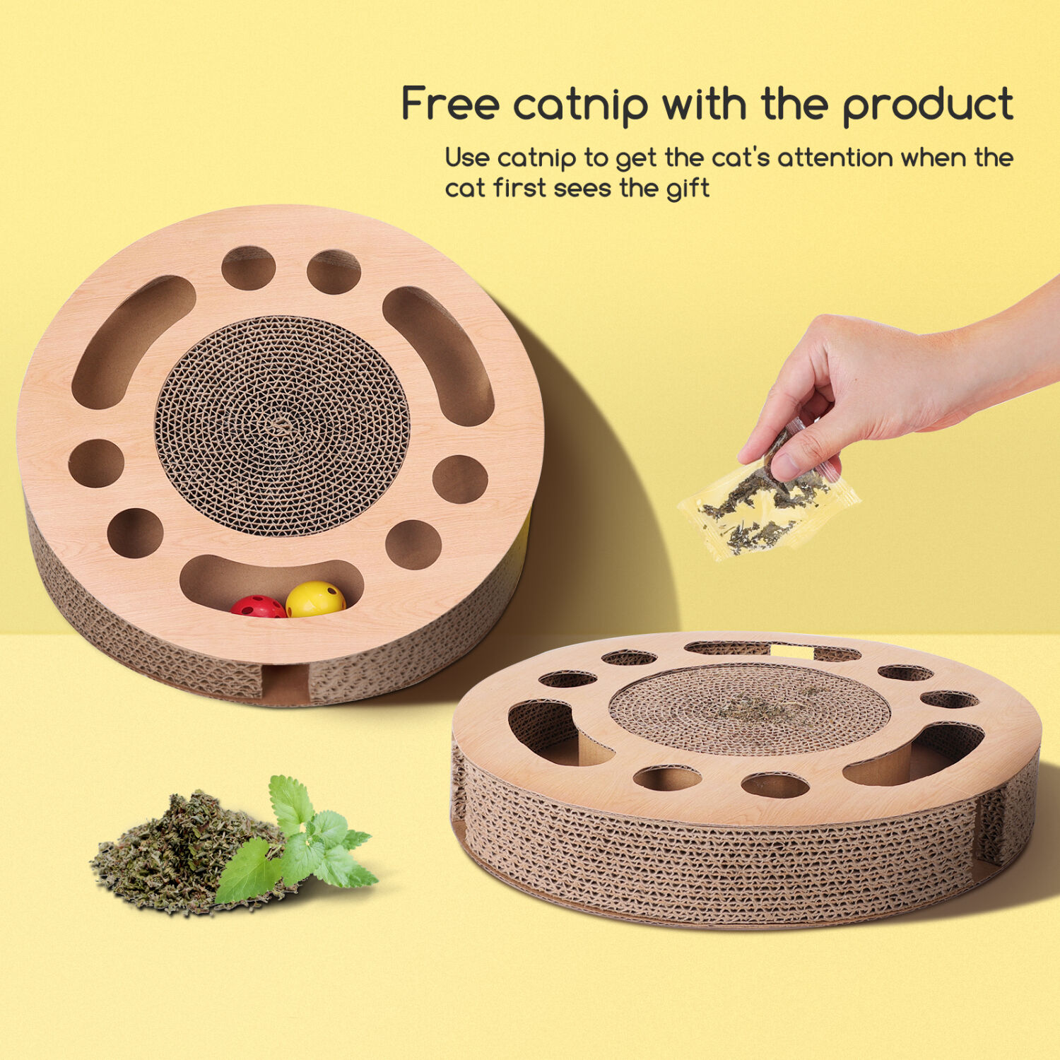 Nobleza Rascador cartón con bolas de campana para gatos thumbnail