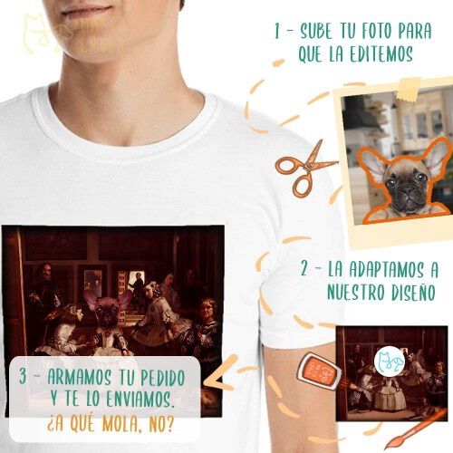 Mascochula camiseta hombre las meninas personalizada con tu mascota gris oscuro thumbnail