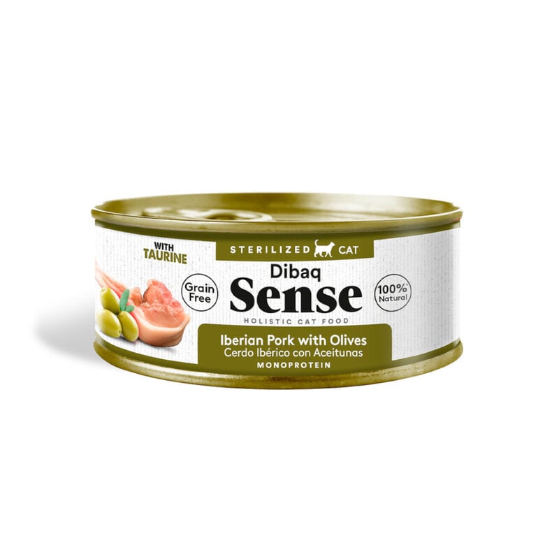 70 g Dibaq Sense Sterilized Gain Free Cerdo Ibérico con Aceitunas lata para gatos